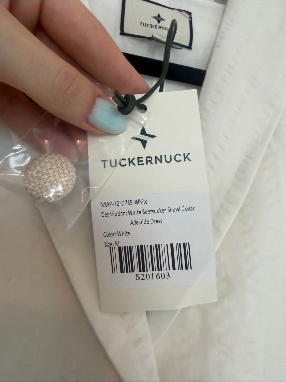 Tuckernuck White Seersucker Shawl Collar Adelaide Dress NWT - Picture 6 of 6